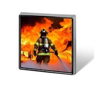 Firefighter Fireman Flame Square Lapel Pins Backpack Pin Cute Brooch Decoration Brooches for Women Men Fashion Button Badges for Hat Backpacks Purses Jackets Shirt Suit