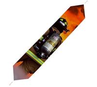 Firefighter Fireman Flame Table Runner for Dining Table, Short Plush Runners Washable & Durable Tablerunner Modern Home Decor for Wedding, Kitchen, Holiday 229*33cm