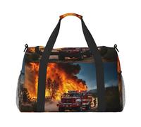 Firefighter Fireman Flame Travel Duffel Bag Large Foldable Waterproof Overnight Bag Beach Swim Bags Pool Sports Gym