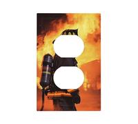 Firefighter Fireman Flame Wall Plates Decorative Light Switch Cover 1 Gang Outlet Covers Standard Size 5" x 3" Plug Covers Electrical Switchplate Home Decor for Bedroom Kitchen