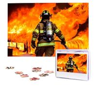 Firefighter Fireman Flame Wooden Puzzles 1000 Pieces Personalized Jigsaw Puzzle For Adults Interesting Custom Photo Puzzles Gift For Holiday Birthday Wedding Anniversay