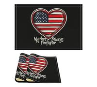 Firefighter Fireman Lover Wife Trendy Linen Placemats Set Non-Slip Heat Resistant Washable Table Mats for Dining Table