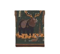 Firefighter Fireman Print Leather Coin Purse, Small Change Pouch Wallet,Squeeze Coin Purse Pouch For Men Women, The Lodge Bear Deer, One Size, Fashion