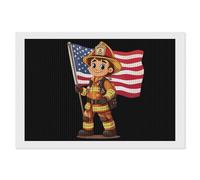 Firefighter Fireman U.S. Flag Funny Diamond Art Kits for Adults Round Full Drill Picture Home Wall Decor