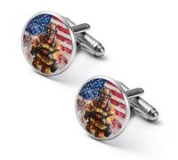 Firefighter Fireman U.S. Flag Men's Cufflinks Classic Alloy Cuff Link Fashion Shirt Accessories for Business Party Wedding 1.7cm