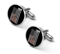 Firefighter Flag U.S. Men's Cufflinks Classic Alloy Cuff Link Fashion Shirt Accessories for Business Party Wedding 2.0cm