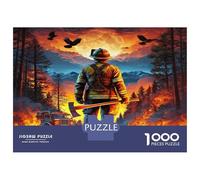 Firefighter Forest Fire 1000 Piece Jigsaw Puzzle Bundle Brave Heroism Jigsaw Puzzle Extra-Thick Cardboard Jigsaw Puzzle Collector Mind Relaxation Office Break Travel 52x38cm/1000pcs