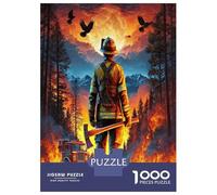 Firefighter Forest Fire 1000 Pieces Jigsaw Puzzle Bundle Brave Heroism Jigsaw Puzzle Extra-Thick Cardboard Jigsaw Puzzle Collector Mind Relaxation Office Break Travel 38x26cm/1000pcs