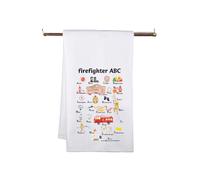 Firefighter Gift Firefighter ABC Kitchen Towel Firefighter Kitchen Decor for Firemen Fire Dept (Firefighter Towel)