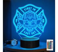 Firefighter Gifts, Fireman Night Light, Firefighter 3D Lamp with 16 Colors Changing & Timer & Dimmer for Table Decor, Gifts for Birthday, Xmas for Men Dad Him Husband Boyfriend for Home Office