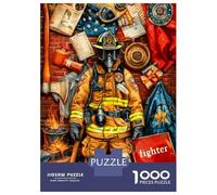 Firefighter Hero 1000 Piece Jigsaw Puzzle Bundle Brave Rescue Spirit Jigsaw Puzzle Extra-Thick Cardboard Jigsaw Puzzle Collector Mind Relaxation Office Break Travel 70x50cm/1000pcs