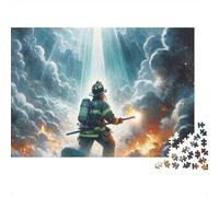 Firefighter Heroic Scene 1000pc Hero Firefighter Thick Cardboard Jigsaw Puzzle for Stress Relief Seekers Christmas Gathering Home Decor Holiday Pastime Social Icebreaker Present 70x50cm/1000pcs