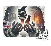 Firefighter Heroism Puzzles for Adults 1000 Piece PuzzlesFirefighters Fire Group for Adults Educational Challenge Fun Activity for Home Beautiful Decoration Puzzled52x38cm/1000p