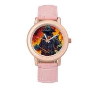 Firefighter Holding an Axes Cute Watches for Women Fashion Paint Adjustable Wrist Watch Work Workout