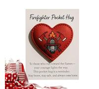 Firefighter Hug Keepsake - Heart-Shaped Encouragement Card for Rescue Personnel | Pocket Sized with Motivational Message, Giftable Support for Deployment Birthday Graduation Holiday Events