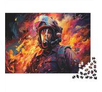 Firefighter in Action 1000 Piece Flame Firefighter Sturdy Cardboard Puzzle for Puzzle Enthusiasts Friends Gathering Holiday Pastime Social Icebreaker Collectible Item 70x50cm/1000pcs