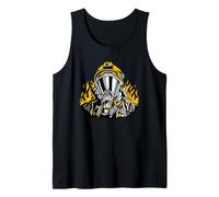 Firefighter in Mask Helmet and Flames Fire Fireman Uniform Tank Top
