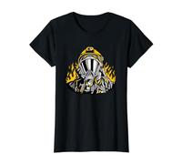 Firefighter in Mask Helmet and Flames Fire Fireman Uniform Value Graphic T-Shirt, Women, Black, M
