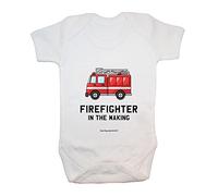 "Firefighter in The Making" Bodysuit/Baby Grow, Baby Clothing, Cute, Funny, Baby Boy, Baby Girl, Unisex, Hilarious, Cheeky, Novelty, Christmas, Baby Shower, Birthday Gifts, Presents (12-18 Months)