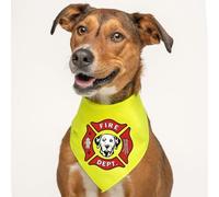 Firefighter K9 Fire Dept Dog Bandana | 100% Cotton Adjustable Triangle | Made in USA | Firehouse | Rescue Squad | Halloween Costume | First Responder | Dalmation |Yellow Neon, One Size (1381)