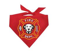Firefighter K9 Fire Dept Dog Bandana | 100% Cotton Adjustable Triangle | Made in USA | Firehouse | Rescue Squad | Halloween Costume | First Responder | Dalmation |Red, One Size (1380)