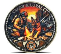 Firefighter & K9 Rescue Challenge Coin - Valor & Loyalty Prayer for Firefighters Protection Coins