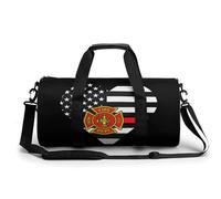 Firefighter Love Heart U.S. Flag Gym Duffel Bag Sports Shoulder Backpack Travel Weekender Handbag for Men Women