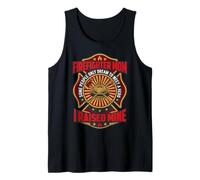 Firefighter Mom I Raised Mine Hero Retro Emblem Tank Top
