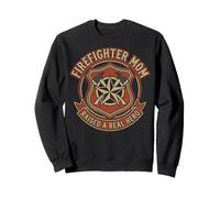 Firefighter Mom Raised Real Hero Vintage Emblem Support Sweatshirt