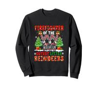 Firefighter Of Cutest Reindeers Three Xmas Reindeers Sweatshirt