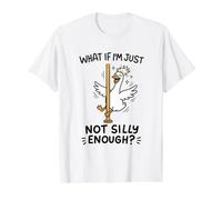 Firefighter Pole Goose Not Silly Enough Funny Value Graphic T-Shirt, Men, White, XL