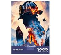 Firefighter Praying in Flames 1000 Piece Jigsaw Puzzle Bundle Hero Illustration Classic Jigsaw Puzzle Thick Cardboard Teen Puzzle Fans 12-18 Logic Skill After-School Party Game Best Gift Lovers 70x50c