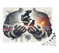 Firefighter Rescue Scene 1000 Piece Jigsaw Puzzle Paper for Adults Fire Emergency 70x50cm/1000pcs