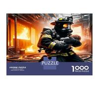 Firefighter Save Baby 1000pc Puzzle for Adults Heroic Fire Compassion Jigsaw Puzzle Thick Cardboard Impossible Hard Challenging Relaxation Creativity Gift Giving for Adults 38x26cm/1000pcs