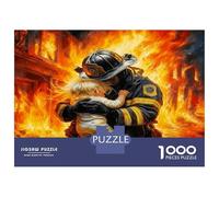 Firefighter Save Child 1000pc Jigsaw Puzzle Bundle Heroic Fire Compassion Premium Jigsaw Puzzle Premium Cardstock Senior Enthusiasts Concentration Training Housewarming Office Break Gift Game 38x26cm/