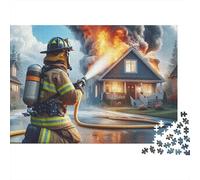Firefighter Saving House 1000 Piece Jigsaw Puzzles for AdultsFirefighter House Fire Fun, Challenging & Brainteasing Adults Jigsaw Puzzle Uncover The Puzzle 100% Recycled Cardboard Educational Game