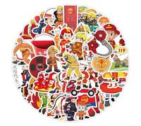 Firefighter Stickers 100 Pcs Vinyl Cute Fireman Stickers for Laptop Skateboard Hydro Flask Water Bottle Computer Helmet Scrapbook Luggage,Waterproof Aesthetic Cartoon Stickers for Kids Adults Boys