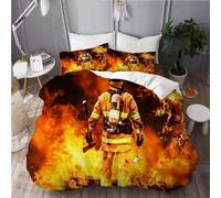 Firefighter Super King Size Duvet Cover Sets Fire Fighting Theme Bedding Set, 3D Print Ultra Soft Microfiber Quilt Cover 260x220cm Comforter Covers with Zippe and 2 Pillowcases C-1500