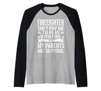 Firefighter They Pay Me to Play with Fire Raglan Baseball Tee