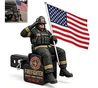 Firefighter Thin Red Line Tribute Trailer Hitch Cover, Thin Red Line Saluting Firefighter Hitch Cover with Saluting Firefighters, Fits 1.25" & 2" Truck SUV Hitches Receivers (#2 Inch Tube)