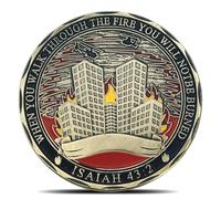 Firefighter Tribute Challenge Coin - Inspirational Isaiah 43:2 Quote, Symbol of Courage and Strength