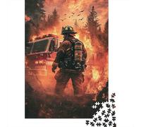 Firefighter Truck Jigsaw Puzzle 1000Pc Recycled Paper for Adults Wildfire Rescue ArtPuzzle Fun And Challenging Home Activity Fun Present & Activity Great Gift Idea 70x50cm/1000pcs