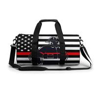 Firefighter U.S. Flag Fireman Gym Duffel Bag Sports Shoulder Backpack Travel Weekender Handbag for Men Women