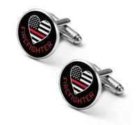 Firefighter U.S. Flag Printed Cufflinks for Men Tuxedo Shirt Cuff Links Wedding Accessories Business Gift 1.7cm