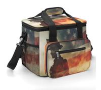 Firefighter U.S. Flag Waterproof Insulated Lunch Bag with Handle