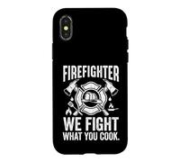 Firefighter We Fight What You Cook Distressed BBQ Emblem Case for iPhone X/XS