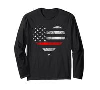 Firefighter Wife Heart Flag The Thin Red Line Family Long Sleeve T-Shirt