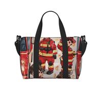 Firefighters and Fire Truck Print Travel Duffel Bag, Lightweight Water-Resistant Weekender Spacious Gym & Travel Bag for Men, Women & Teens