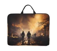 Firefighters fighting fires 14-inch Laptop Case,all-over print,Oxford cloth,thickened pearl cotton protection,classic carrying strap