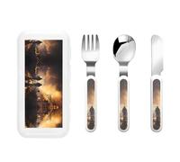 Firefighters Fighting Fires 3-Piece Printed Cutlery Set Knife Fork and Spoon Perfect for Travel and Parties